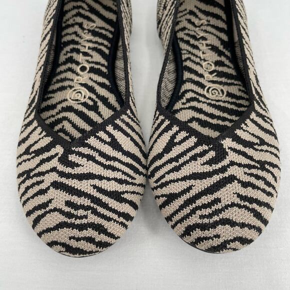 Rothy’s The Flat in Black Zebra Neutral Tapue Tan Printed Sustainable Flats 6.5 - Picture 6 of 15